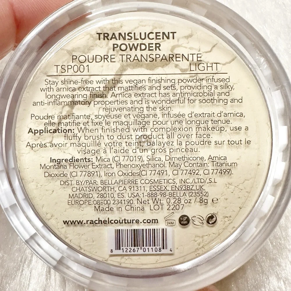 NEW Rachel Couture Translucent Loose Setting Finishing Powder Light 8g